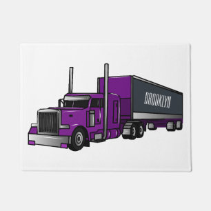Semi-trailer truck cartoon illustration doormat