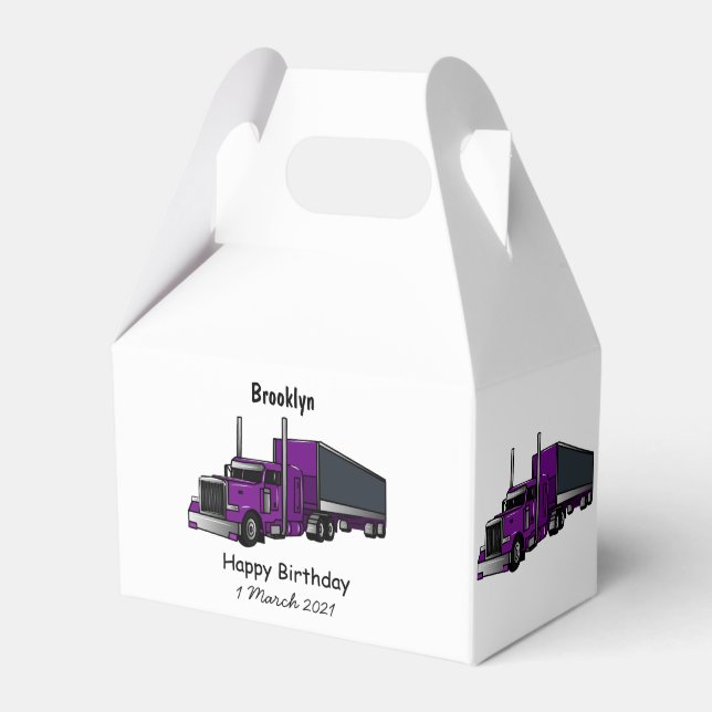 Semi-trailer truck cartoon illustration favour box (Front Side)