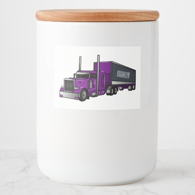 Semi-trailer truck cartoon illustration food label (Front)