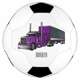 Semi-trailer truck cartoon illustration football