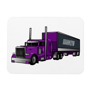 Semi-trailer truck cartoon illustration magnet