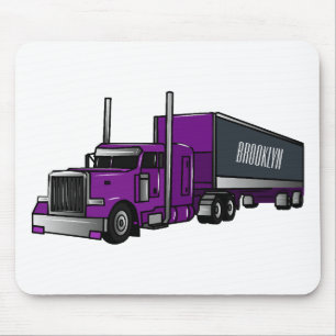 Semi-trailer truck cartoon illustration mouse mat