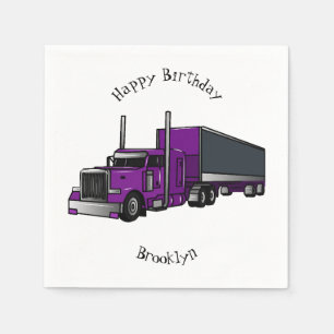 Semi-trailer truck cartoon illustration napkin