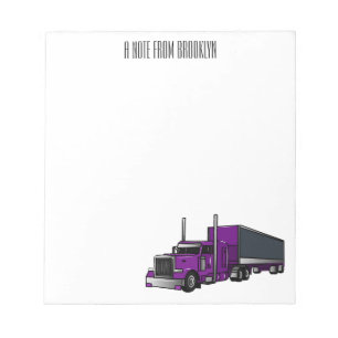 Semi-trailer truck cartoon illustration notepad