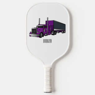 Semi-trailer truck cartoon illustration pickleball paddle
