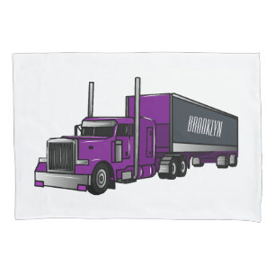 Semi-trailer truck cartoon illustration pillowcase
