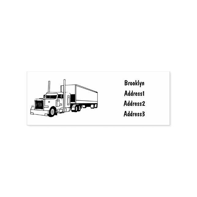 Semi-trailer truck cartoon illustration rubber stamp (Imprint)