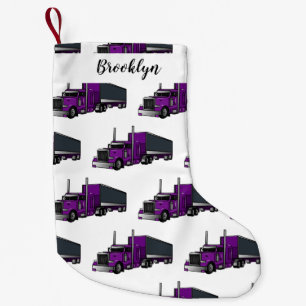 Semi-trailer truck cartoon illustration small christmas stocking