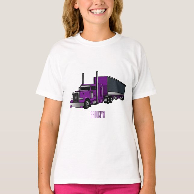 Semi-trailer truck cartoon illustration T-Shirt (Front)