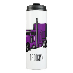 Semi-trailer truck cartoon illustration thermal tumbler
