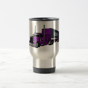 Semi-trailer truck cartoon illustration travel mug