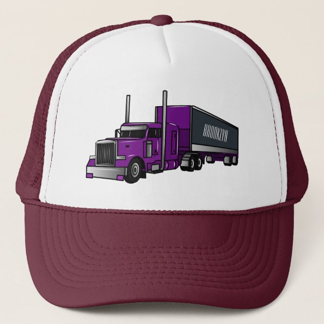 Semi-trailer truck cartoon illustration trucker hat (Front)