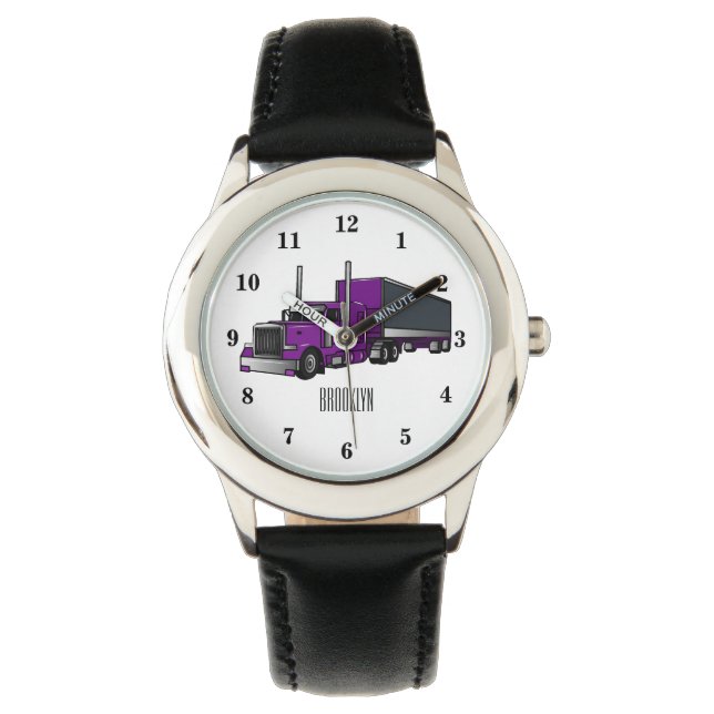 Semi-trailer truck cartoon illustration watch (Front)
