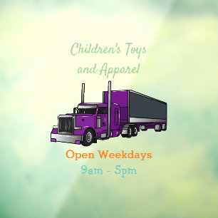 Semi-trailer truck cartoon illustration window cling