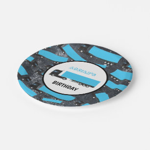 Semi-Trailer Truck Transportation Trucks Birthday Paper Plate