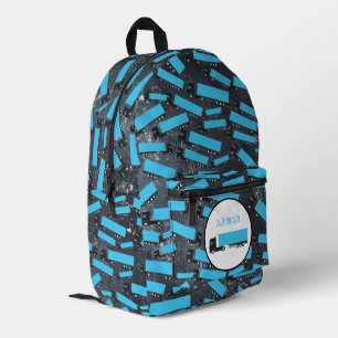 Semi-Trailer Truck Transportation Trucks Blue Name Printed Backpack