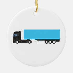 Semi-Trailer Truck Transportation Trucks Ceramic Tree Decoration