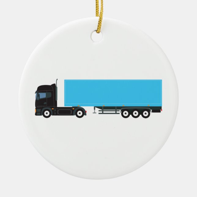Semi-Trailer Truck Transportation Trucks Ceramic Tree Decoration (Front)