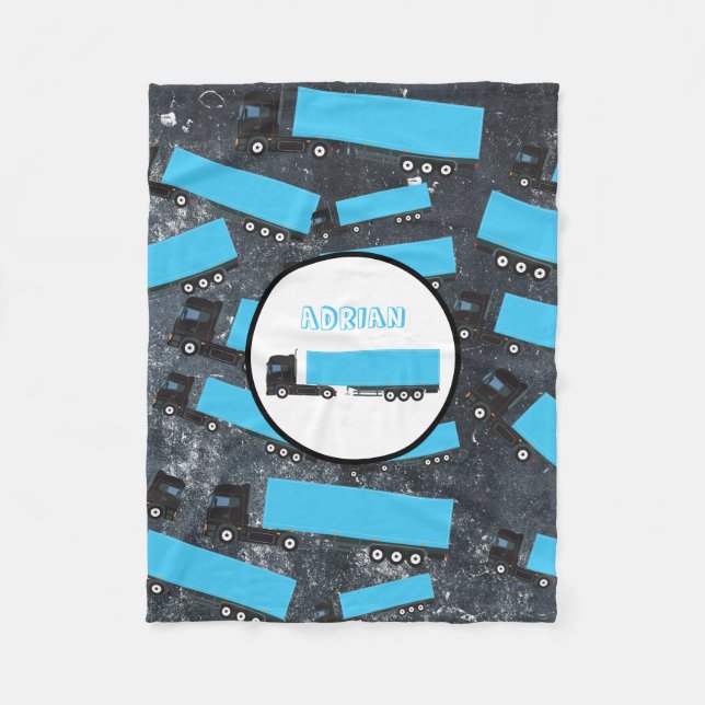 Semi-Trailer Truck Transportation Trucks Fleece Blanket (Front)