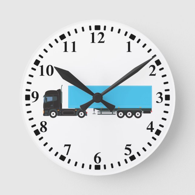 Semi-Trailer Truck Transportation Trucks Round Clock (Front)