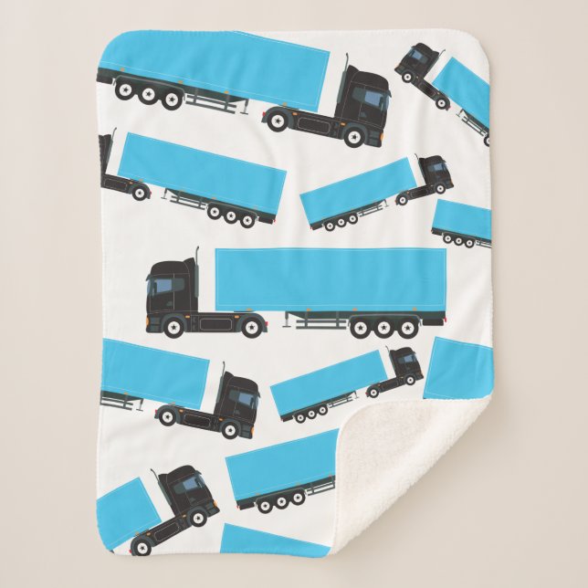 Semi-Trailer Truck Transportation Trucks Sherpa Blanket (Front)
