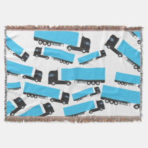 Semi-Trailer Truck Transportation Trucks Throw Blanket