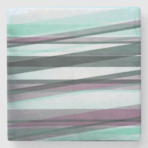 Semi Transparent Layers In Aqua Burgundy and Grey Stone Coaster