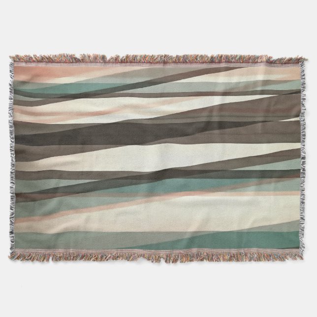 Semi Transparent Layers In Peach Brown And Green Throw Blanket (Front)
