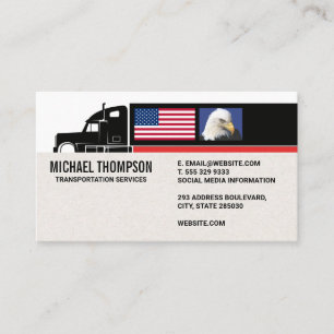 Semi Truck American Flag Eagle Business Card