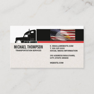 Semi Truck American Flag Eagle Business Card