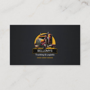 Semi Truck Black Metallic Business Card