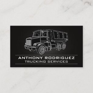 Semi Truck Black White Lines Illustration  Business Card