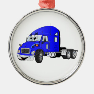 Semi Truck Cab Blue Metal Tree Decoration