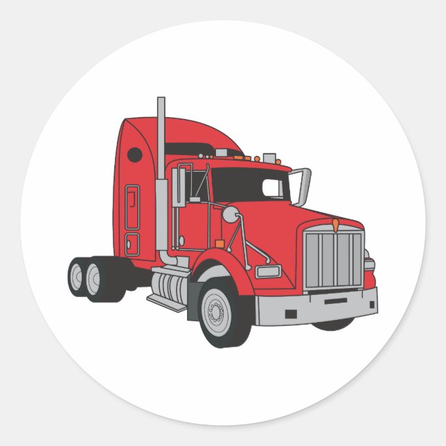 Semi Truck Cab Classic Round Sticker (Front)