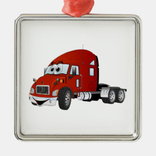 Semi Truck Cab Red Metal Tree Decoration