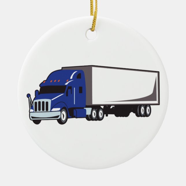 Semi Truck Ceramic Tree Decoration (Front)