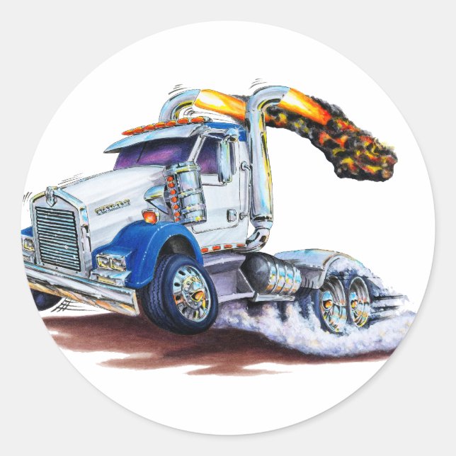 Semi Truck Classic Round Sticker (Front)