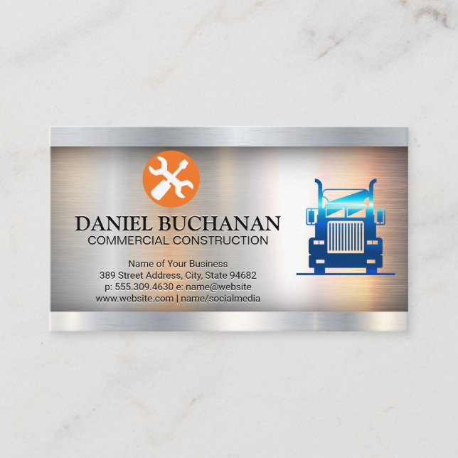 Semi Truck | Construction | Hand Tools Business Card (Front)