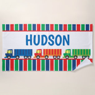 Semi Truck Convoy Personalised Beach Towel