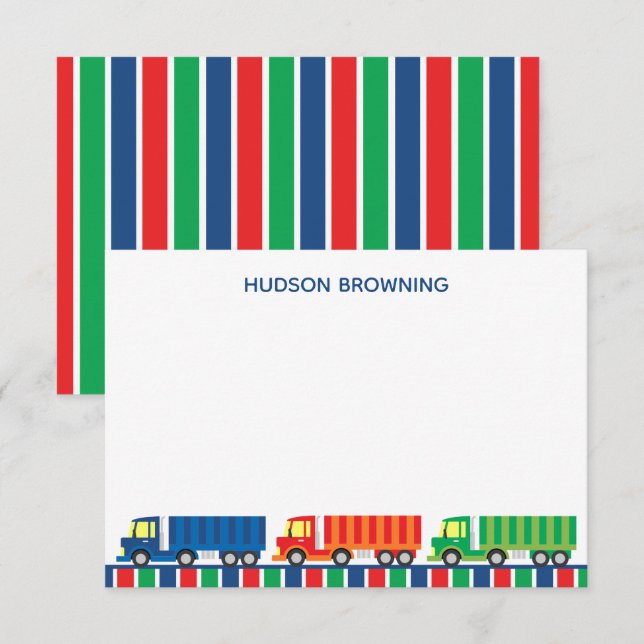 Semi Truck Convoy Personalised Note Cards (Front/Back)