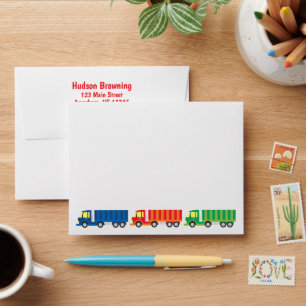 Semi Truck Convoy Personalised Stationery Envelope