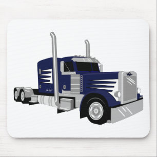 Semi Truck Dark Blue Mouse Mat