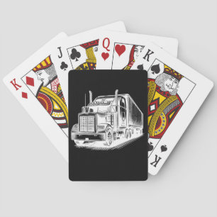 Semi Truck diesel Trucking Art ink drawing Playing Cards