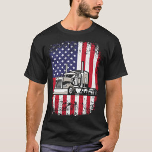 Semi Truck Driver 18 Wheeler Trucker USA American T-Shirt