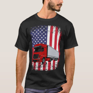 Semi Truck Driver 18 Wheeler Trucker USA American T-Shirt