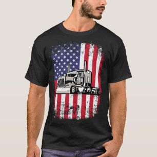 Semi Truck Driver 18 Wheeler Trucker USA American  T-Shirt