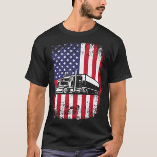 Semi Truck Driver 18 Wheeler Trucker USA American  T-Shirt