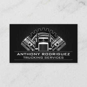 Semi Truck Gears and Pistons Business Card