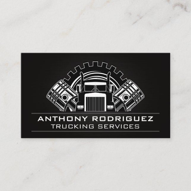 Semi Truck Gears and Pistons Business Card (Front)