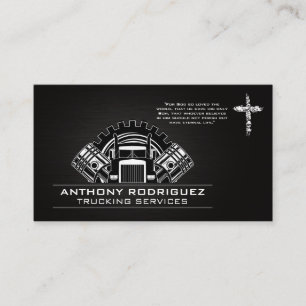 Semi Truck Gears and Pistons   Cross Business Card